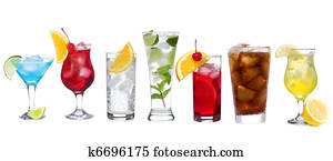 set with different cocktails