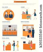 toonbank, dienst, bedienden, op, work.