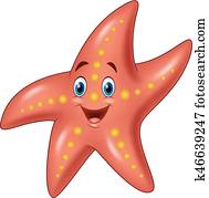 ציור היתולי, שמח, כוכב ים