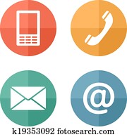 Contact icons buttons set - envelope, mobile, phone, mail Contact icons buttons set - envelope, mobile, phone, mail
