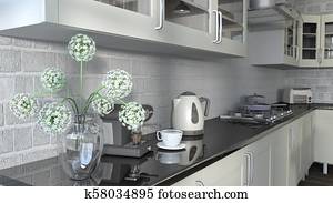 Contemporáneo, cocina, con, isla Colección de imágen | u29793840