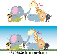 cute cartoon jungle safari animal set cute cartoon jungle safari animal set