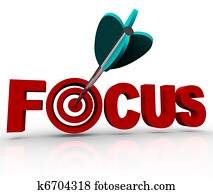 Focus Word with Arrow Hitting Target Bulls-Eye Focus Word with Arrow Hitting Target Bulls-Eye