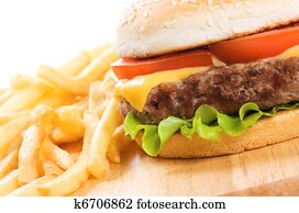 hamburger with fries hamburger with fries