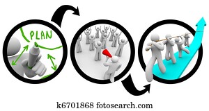 Leader Plans to Succeed with Teamwork in Reaching Goal Diagram