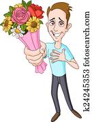 Man giving flower bouquet Man giving flower bouquet