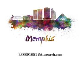 Memphis skyline in watercolor Memphis skyline in watercolor