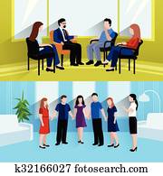 Relationship counseling 2 flat banners composition Relationship counseling 2 flat banners composition