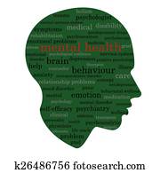 saúde mental, palavra, conceito