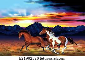 Wild Horses Run Illustration Wild Horses Run Illustration