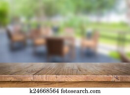 Wood table at restaurant Wood table at restaurant