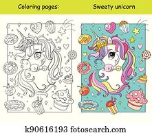 חמוד, קרש, הובל, עם, ממתקים, ו, עוגות, לצבוע, וקטור, ו, דפוסית