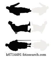 alte frau, gehende, schwarz, silhouette