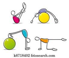 divertido, personas, practicar, pilates
