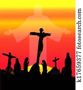 drei, kreuze, kreuzigung