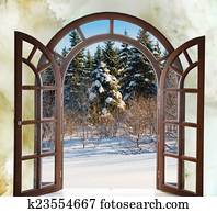 open arched door with views of the natural landscape