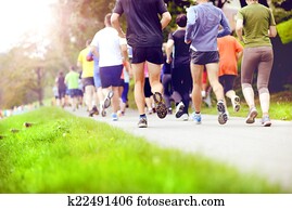 Unidentified marathon racers running Unidentified marathon racers running