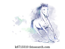 watercolor running horse watercolor running horse