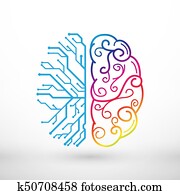 Abstract lines left and right brain functions concept, analytical vs creativity Abstract lines left and right brain functions concept, analytical vs creativity