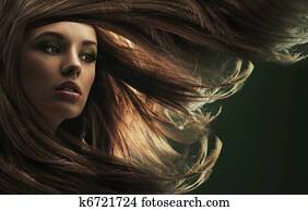 Beautiful lady with long brown hair