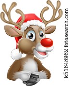 Cartoon Reindeer With Christmas Santa Hat Cartoon Reindeer With Christmas Santa Hat
