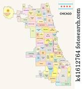 chicago neighborhood map with flag chicago neighborhood map with flag