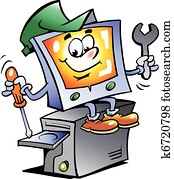 Computer Repair Mascot Computer Repair Mascot