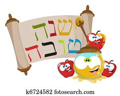 Cute cartoon Jewish New year apples Cute cartoon Jewish New year apples