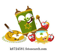 Cute cartoon Jewish New year object Cute cartoon Jewish New year object
