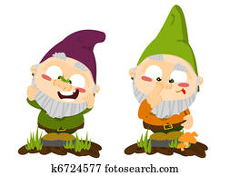 Cute cartoon lawn gnomes Cute cartoon lawn gnomes