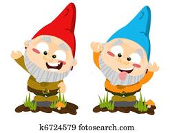 Cute cartoon lawn gnomes Cute cartoon lawn gnomes