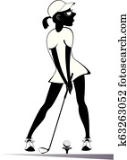 Golfer woman on the golf course isolated illustration Golfer woman on the golf course isolated illustration