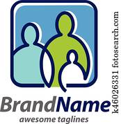 skapende, enkel, familie, logo, begrep