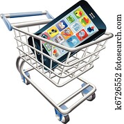 Smart phone shopping cart concept Smart phone shopping cart concept