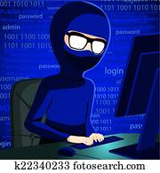 האקר, איש, עם, מחשב