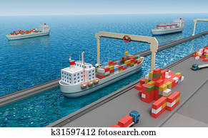 기중기, 들, 뱃짐 컨테이너, 와..., 짐싣기, 그만큼, 배