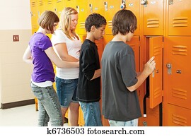 adolescentes, en, armarios