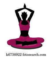 African American Female Yoga Illustration Silhouette African American Female Yoga Illustration Silhouette