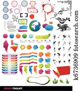 designer's, toolkit, vektor, elemente