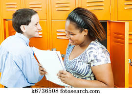 escolares, hablar, por, armarios