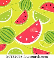 Fresh Summer Melon retro background / pattern - pink and green