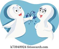 Funny Ghost Receiving Dried Flowers from Boyfriend Funny Ghost Receiving Dried Flowers from Boyfriend