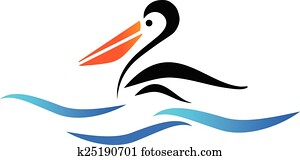 Pelican bird on beach vector logo Pelican bird on beach vector logo