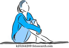 relax woman sitting down illustrati