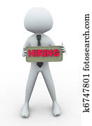 3d, mann, mit, einstellung, spruchbaender