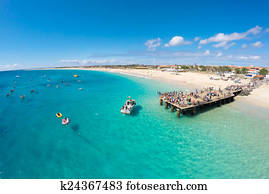 Aerial view of Santa Maria beach in Sal Cape Verde - Cabo Verde