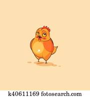 Emoji character cartoon Hen embarrassed