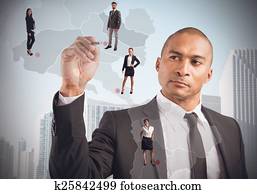 gerente, lugares, empregados