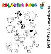 gevarieerd, dieren, verzameling