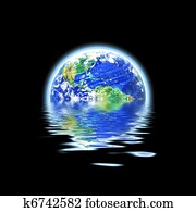 Global Warming Flooded Earth Illustration Global Warming Flooded Earth Illustration